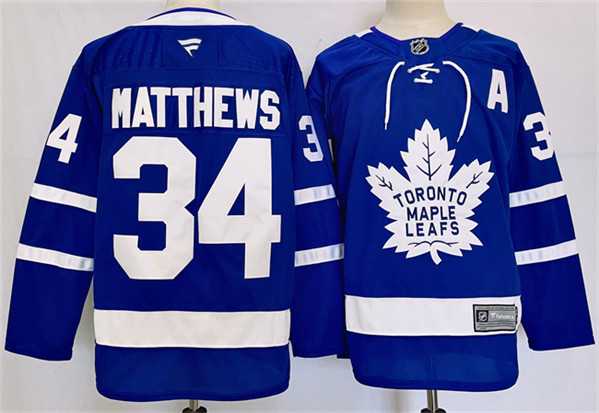 Mens Toronto Maple Leafs #34 Auston Matthews Blue 2024-25 Stitched Jersey